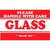 #DL1279  2 x 3"  Please Handle with Care Glass Thank You Label image