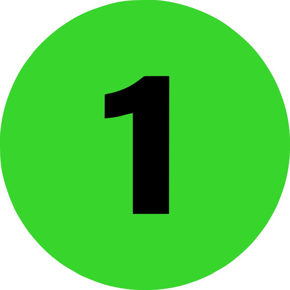 2" Inventory Numbered Circles #1 Fluorescent Green image