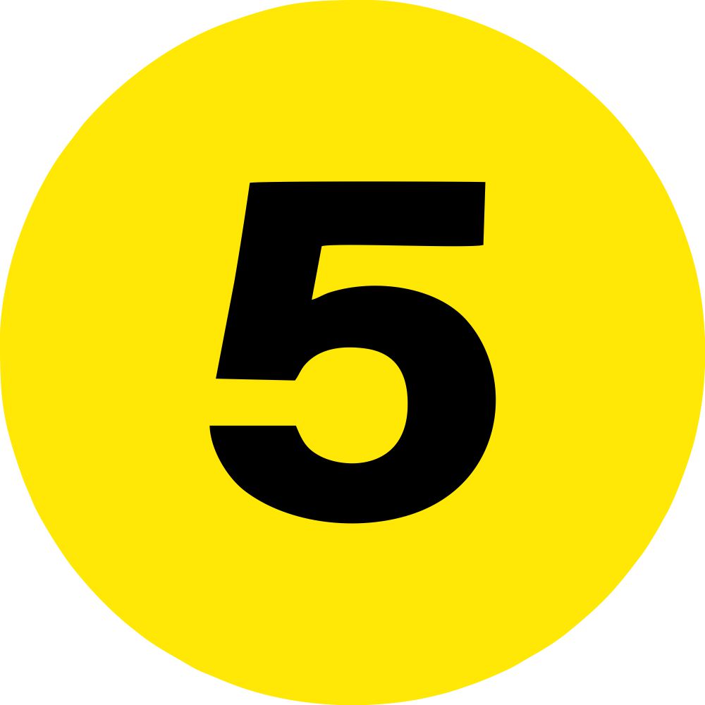 2" Inventory Numbered Circles #5 Fluorescent Yellow image