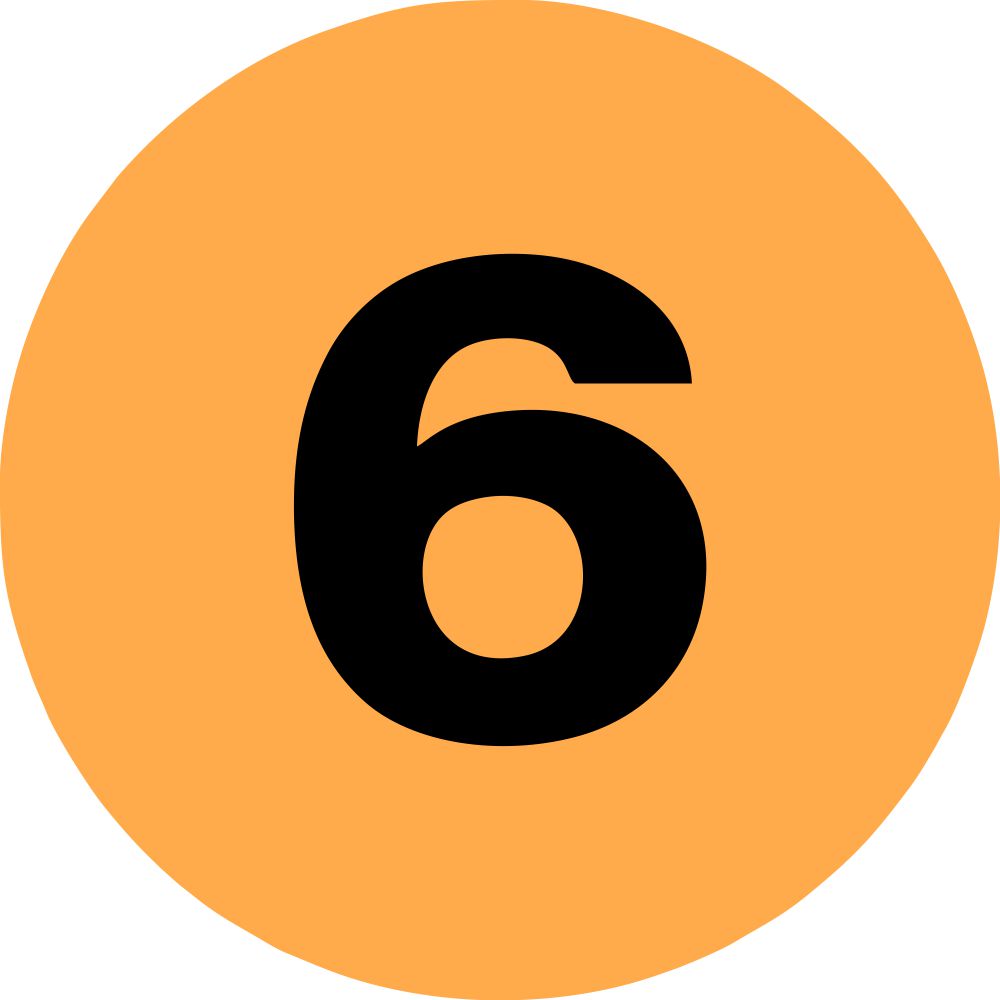 2" Inventory Numbered Circles #6 Fluorescent Orange image