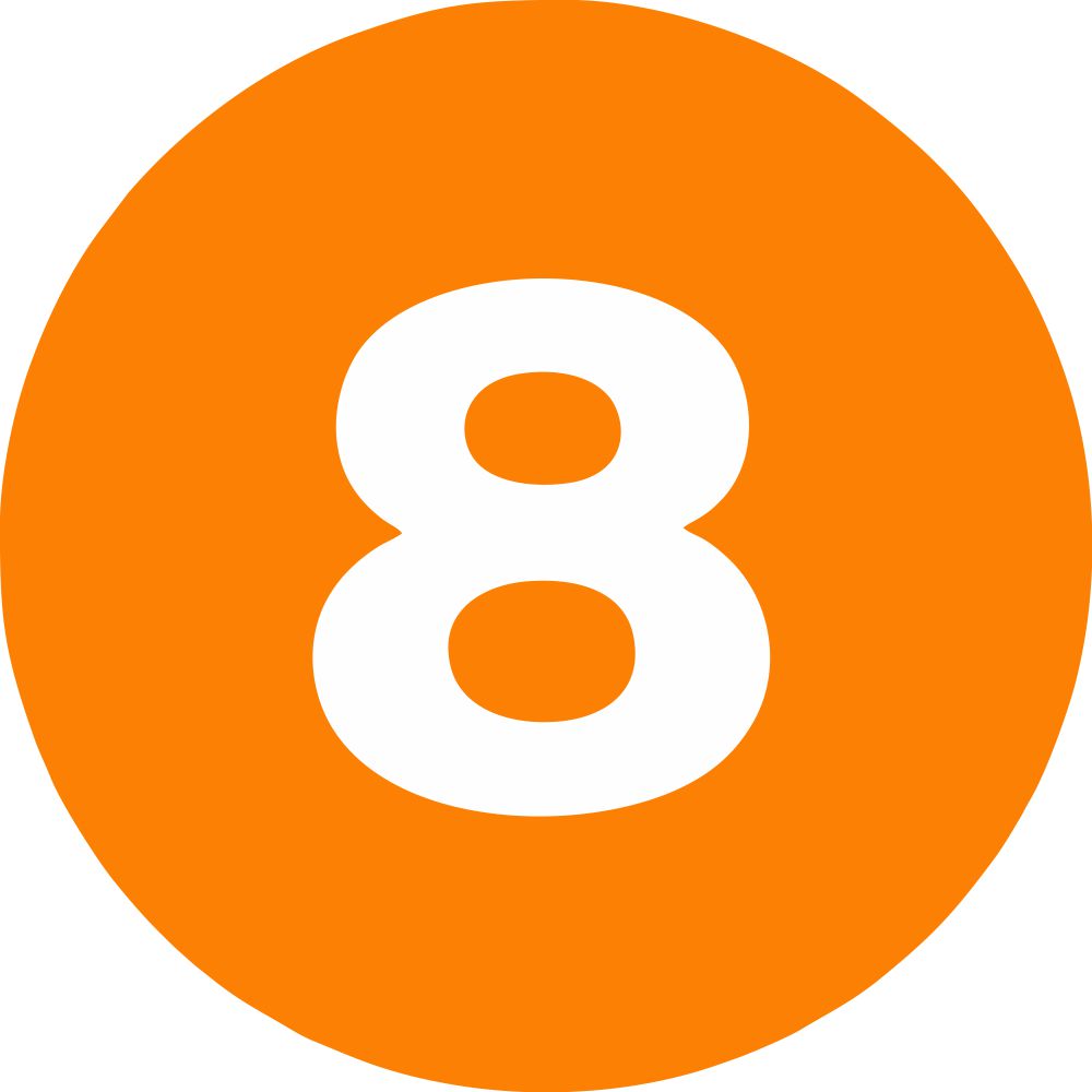 2" Inventory Numbered Circles #8 Orange image