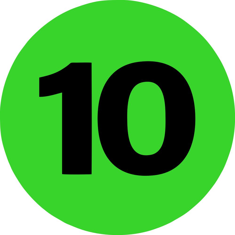 2" Inventory Numbered Circles #10 Fluorescent Green image
