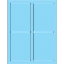 3 1/2 x 5" Fluorescent Pastel Blue Rectangle Laser Labels image