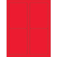 3 1/2 x 5" Fluorescent Red Rectangle Laser Labels image