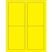 3 1/2 x 5" Fluorescent Yellow Rectangle Laser Labels image