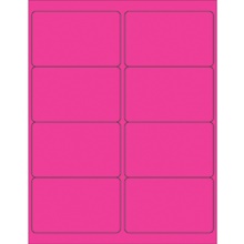 4 x 2 1/2" Fluorescent Pink Rectangle Laser Labels image