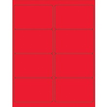 4 x 2 1/2" Fluorescent Red Rectangle Laser Labels image