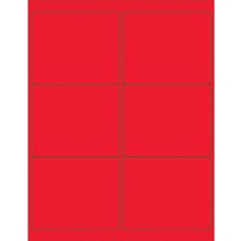 4 x 3 1/3" Fluorescent Red Rectangle Laser Labels image