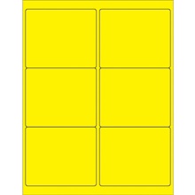 4 x 3 1/3" Fluorescent Yellow Rectangle Laser Labels image