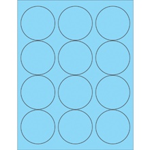 2 1/2" Fluorescent Pastel Blue Circle Laser Labels image