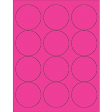2 1/2" Fluorescent Pink Circle Laser Labels image