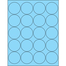 2" Fluorescent Pastel Blue Circle Laser Labels image