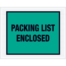 7 x 5 1/2" Green "Packing List Enclosed" Envelopes image