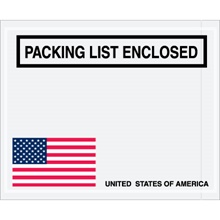 4 1/2 x 5 1/2" U.S.A. Flag "Packing List Enclosed" Envelopes image