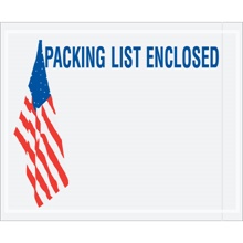 4 1/2 x 5 1/2" U.S.A. Flag "Packing List Enclosed" Envelopes image