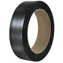 1/2" x .017 x  9000' Black 16 x 6" Core Hand Grade Polypropylene Strapping - Embossed image