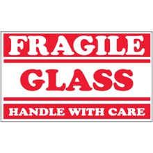 3 x 5" - "Fragile - Glass - Handle With Care" Labels image