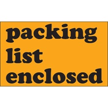3 x 5" - "Packing List Enclosed" (Fluorescent Orange) Labels image