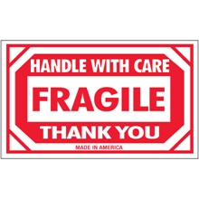 3 x 5" - "Fragile - Handle With Care" Labels image