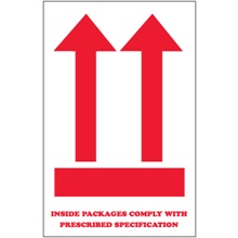 4 x 6" - "Inside Packages Comply..." Arrow Labels image