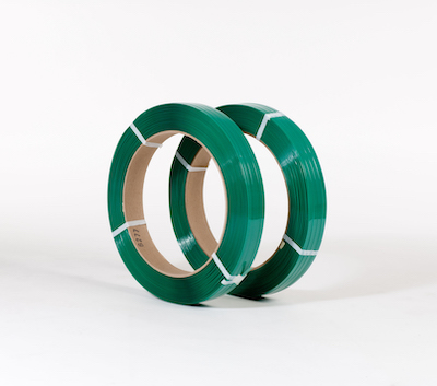 5/8" x 2,200` .025 900# 16 x 3 Smooth Green Polyester Strapping (2 coils/cs) image